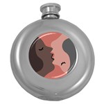 Illustrations Of Love And Kissing Women Round Hip Flask (5 oz) Front