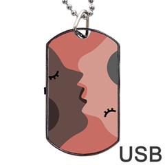 Illustrations Of Love And Kissing Women Dog Tag Usb Flash (one Side) by anzea