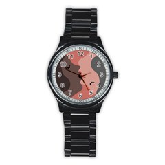 Illustrations Of Love And Kissing Women Stainless Steel Round Watch