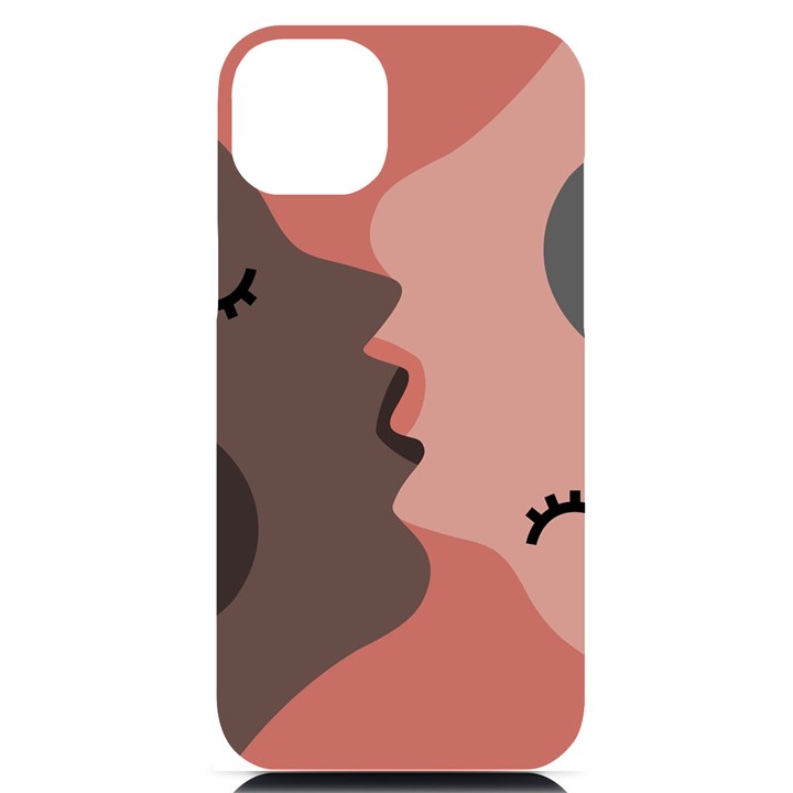 Illustrations Of Love And Kissing Women iPhone 14 Plus Black UV Print Case