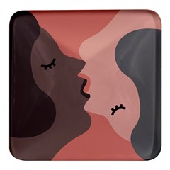 Illustrations Of Love And Kissing Women Square Glass Fridge Magnet (4 Pack) by anzea