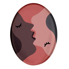 Illustrations Of Love And Kissing Women Oval Glass Fridge Magnet (4 Pack)