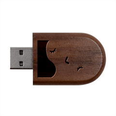 Illustrations Of Love And Kissing Women Wood Oval Usb Flash Drive by anzea