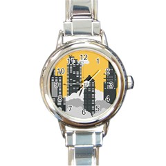 Minimal Skyscrapers Round Italian Charm Watch by anzea