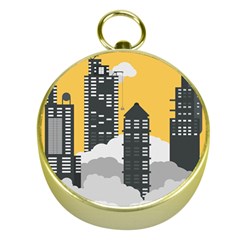 Minimal Skyscrapers Gold Compasses by anzea