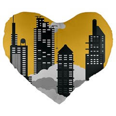 Minimal Skyscrapers Large 19  Premium Flano Heart Shape Cushions by anzea