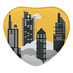 Minimal Skyscrapers Heart Glass Fridge Magnet (4 Pack)