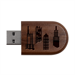 Minimal Skyscrapers Wood Oval Usb Flash Drive