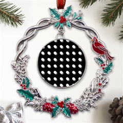 Background Dots Circles Graphic Metal X mas Wreath Holly Leaf Ornament