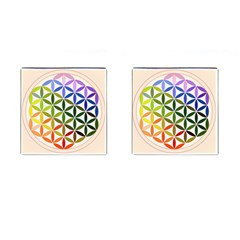 Mandala Rainbow Colorful Cufflinks (square)