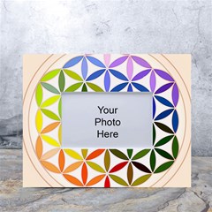 Mandala Rainbow Colorful White Tabletop Photo Frame 4 x6  by Ndabl3x