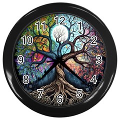 Tree Colourful Wall Clock (black) by Ndabl3x