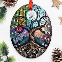 Tree Colourful Oval Filigree Ornament (two Sides)