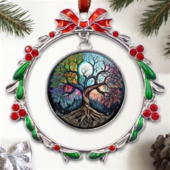 Tree Colourful Metal X mas Wreath Ribbon Ornament