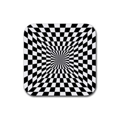 Optical Illusion Chessboard Tunnel Rubber Coaster (square) by Ndabl3x