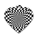 Optical Illusion Chessboard Tunnel Dog Tag Heart (Two Sides) Front