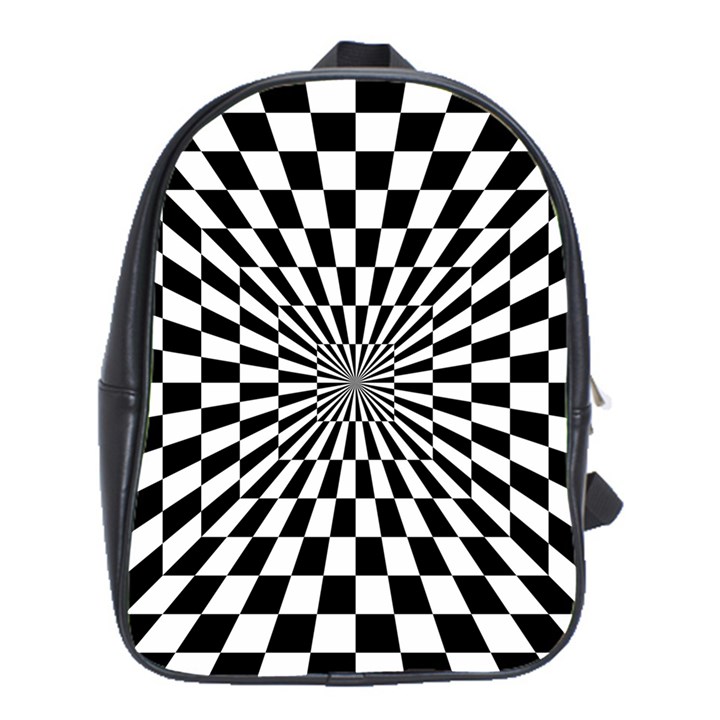 Optical Illusion Chessboard Tunnel School Bag (Large)