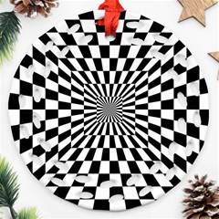 Optical Illusion Chessboard Tunnel Round Filigree Ornament (two Sides)