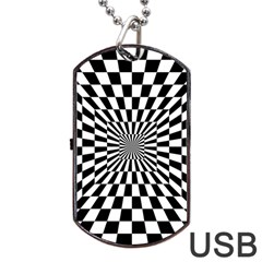 Optical Illusion Chessboard Tunnel Dog Tag Usb Flash (two Sides) by Ndabl3x