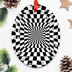 Optical Illusion Chessboard Tunnel Ornament (oval Filigree)