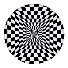 Optical Illusion Chessboard Tunnel Round Glass Fridge Magnet (4 Pack) by Ndabl3x