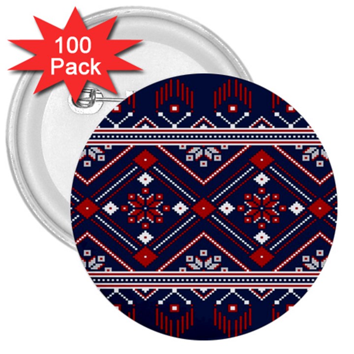 Ukrainian Folk Seamless Pattern Ornament Art 3  Buttons (100 pack) 