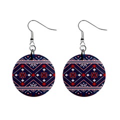 Ukrainian Folk Seamless Pattern Ornament Art Mini Button Earrings by Bedest