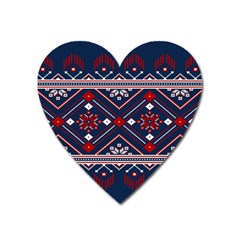 Ukrainian Folk Seamless Pattern Ornament Art Heart Magnet by Bedest