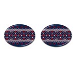 Ukrainian Folk Seamless Pattern Ornament Art Cufflinks (Oval) Front(Pair)