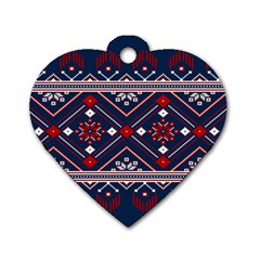 Ukrainian Folk Seamless Pattern Ornament Art Dog Tag Heart (two Sides) by Bedest