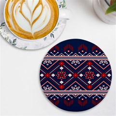 Ukrainian Folk Seamless Pattern Ornament Art Uv Print Round Tile Coaster by Bedest