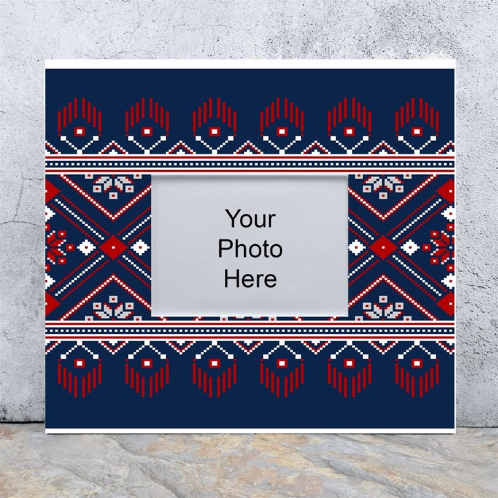 Ukrainian Folk Seamless Pattern Ornament Art White Wall Photo Frame 5  x 7 