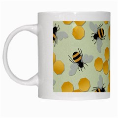 Bees Pattern Honey Bee Bug Honeycomb Honey Beehive White Mug by Bedest