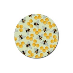 Bees Pattern Honey Bee Bug Honeycomb Honey Beehive Magnet 3  (round) by Bedest