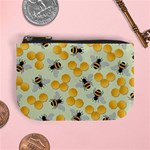 Bees Pattern Honey Bee Bug Honeycomb Honey Beehive Mini Coin Purse Front