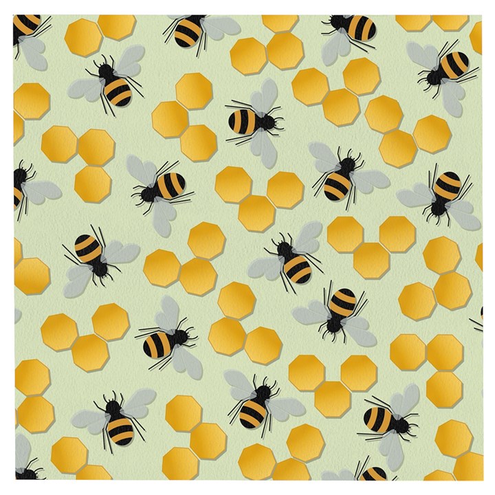 Bees Pattern Honey Bee Bug Honeycomb Honey Beehive Wooden Puzzle Square