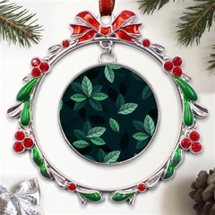 Foliage Metal X mas Wreath Ribbon Ornament