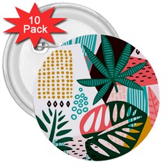 Abstract Seamless Pattern With Tropical Leaves 3  Buttons (10 Pack)  by Hannah976