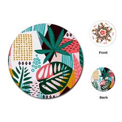 Abstract Seamless Pattern With Tropical Leaves Playing Cards Single Design (round)