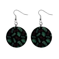 Tropical Leaves Pattern Mini Button Earrings by Hannah976