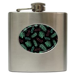 Tropical Leaves Pattern Hip Flask (6 Oz) by Hannah976