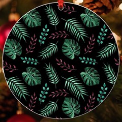 Tropical Leaves Pattern Uv Print Acrylic Ornament Round by Hannah976