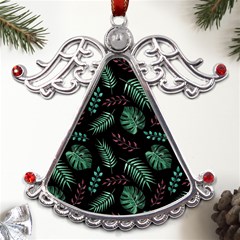 Tropical Leaves Pattern Metal Angel With Crystal Ornament