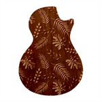 Tropical Leaves Pattern Guitar Shape Wood Guitar Pick Holder Case And Picks Set Front