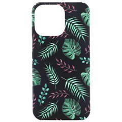 Tropical Leaves Pattern Iphone 15 Pro Max Black Uv Print Pc Hardshell Case by Hannah976