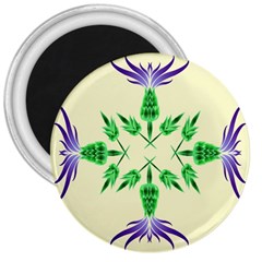 Thistle Flower Purple Thorny Flora 3  Magnets by Bajindul