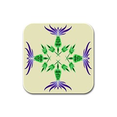 Thistle Flower Purple Thorny Flora Rubber Square Coaster (4 Pack) by Bajindul