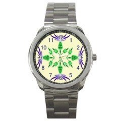 Thistle Flower Purple Thorny Flora Sport Metal Watch by Bajindul