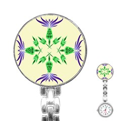 Thistle Flower Purple Thorny Flora Stainless Steel Nurses Watch by Bajindul