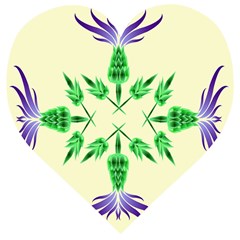 Thistle Flower Purple Thorny Flora Wooden Puzzle Heart by Bajindul